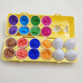12 shape matching eggs toy set in green plastic with storage case, educational toy for children 3-6 years