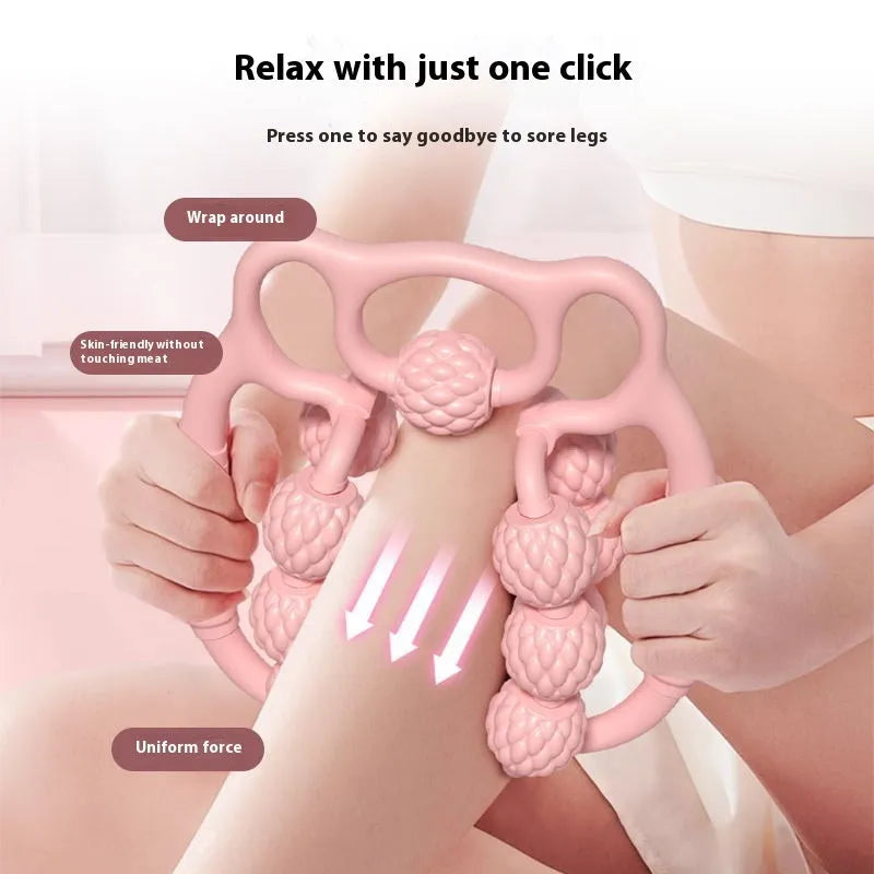 Double row ring clip leg massager in pink, purple, or green colour options for muscle pressure.