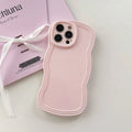 Wave pattern iPhone case in cream candy colour showing TPU material and anti-fingerprint surface