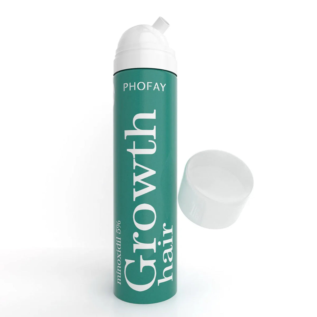 60ml canister of minoxidil anti-hair loss mousse foam with applicator.