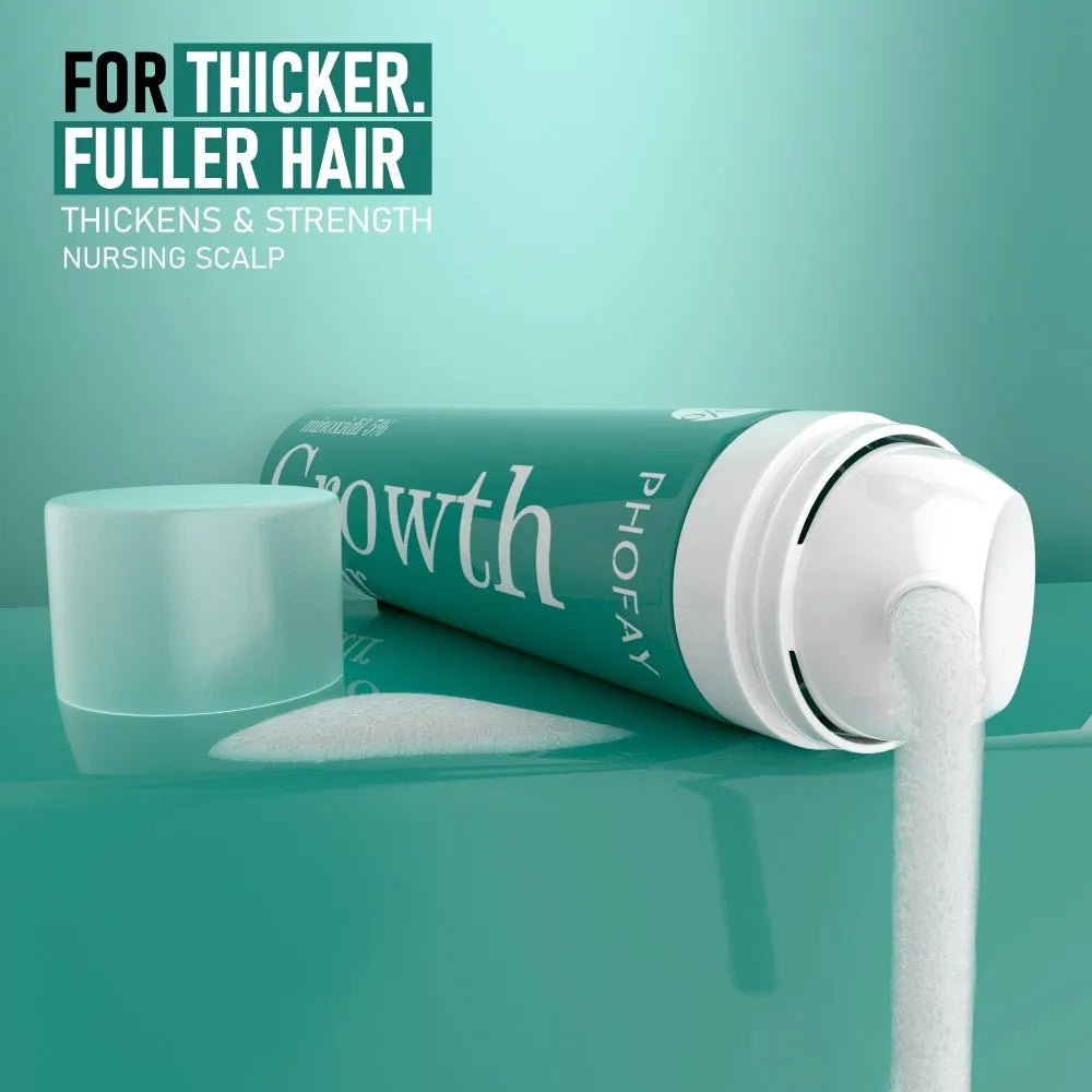 60ml canister of minoxidil anti-hair loss mousse foam with applicator.