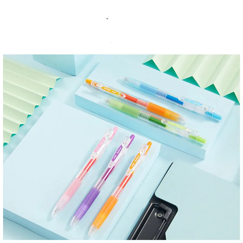 Baiguole 0.5mm gel pen in metallic gold, silver, blue, red, pink, and green colours, length 143mm.