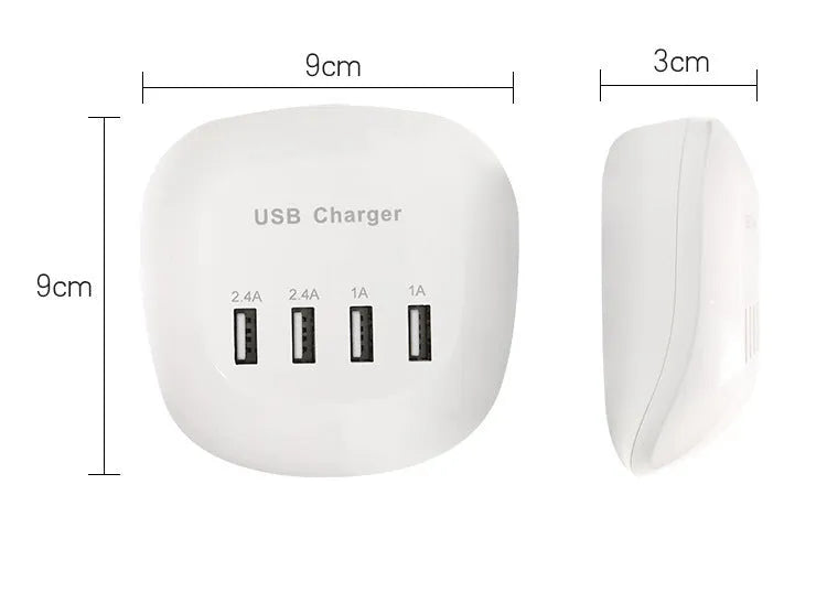 White USB wall charger with two ports and EU plug style for international device charging