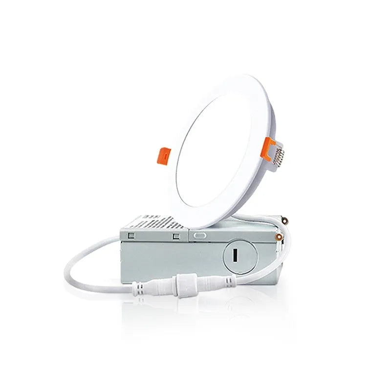 Round aluminium panel light with dimmable 3CCT 5CCT colour modes for ceiling installation