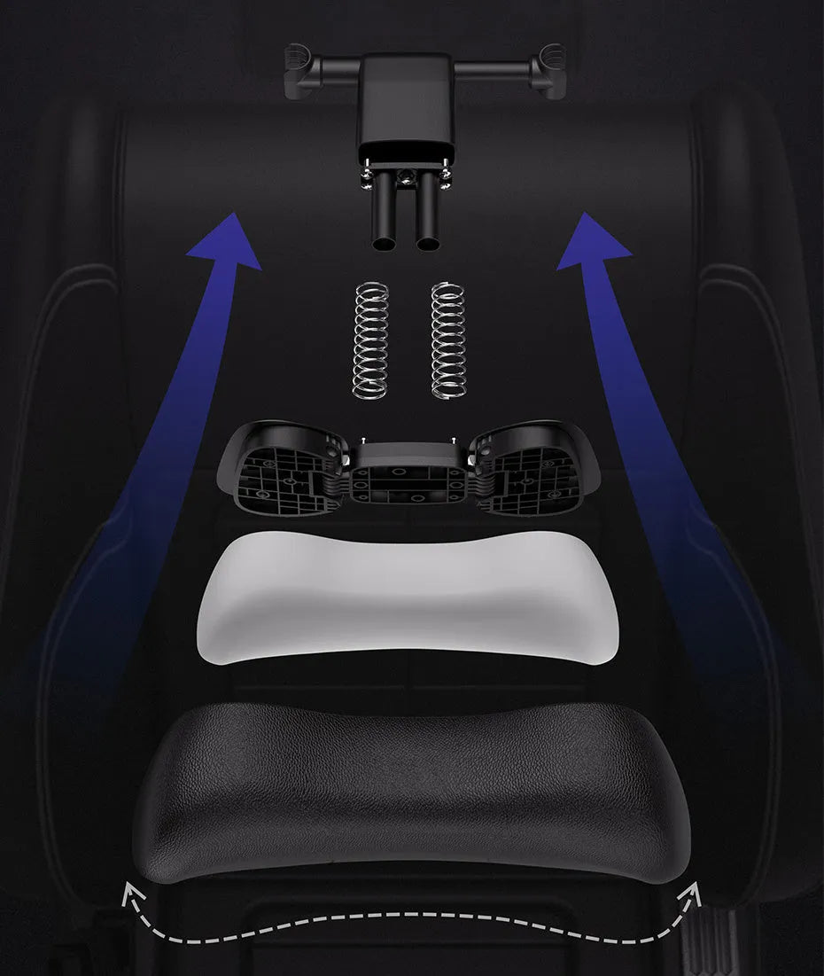 Baseus First Class Car Headrest in black, PU leather and aluminium alloy, front 270x123mm and side 181x123mm
