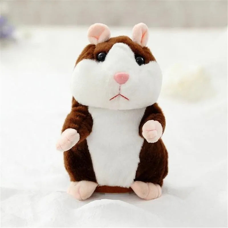 15 cm light brown talking hamster plush toy with head bobbing and voice repeat function