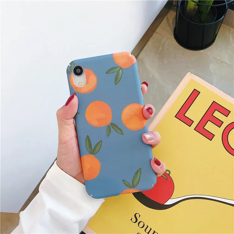 Orange retro plastic iPhone back cover case with water and blue background design