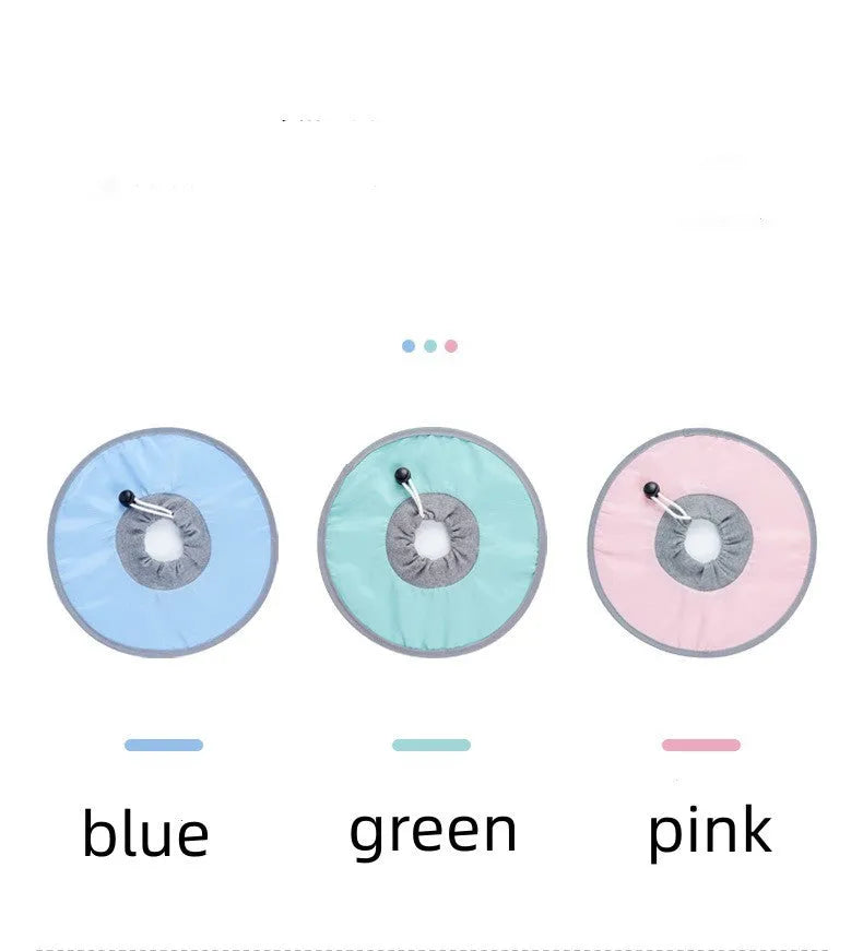 Polyester cloth circle cat collar in light blue, pink, or fruit-green, sizes M L XL, 36g to 44g