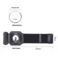 Black mobile phone arm bag with adjustable wrist strap holding smartphone for delivery riding or running