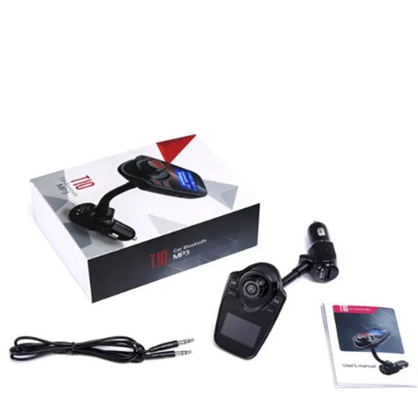 Black Bluetooth player with FM radio and microphone on a table