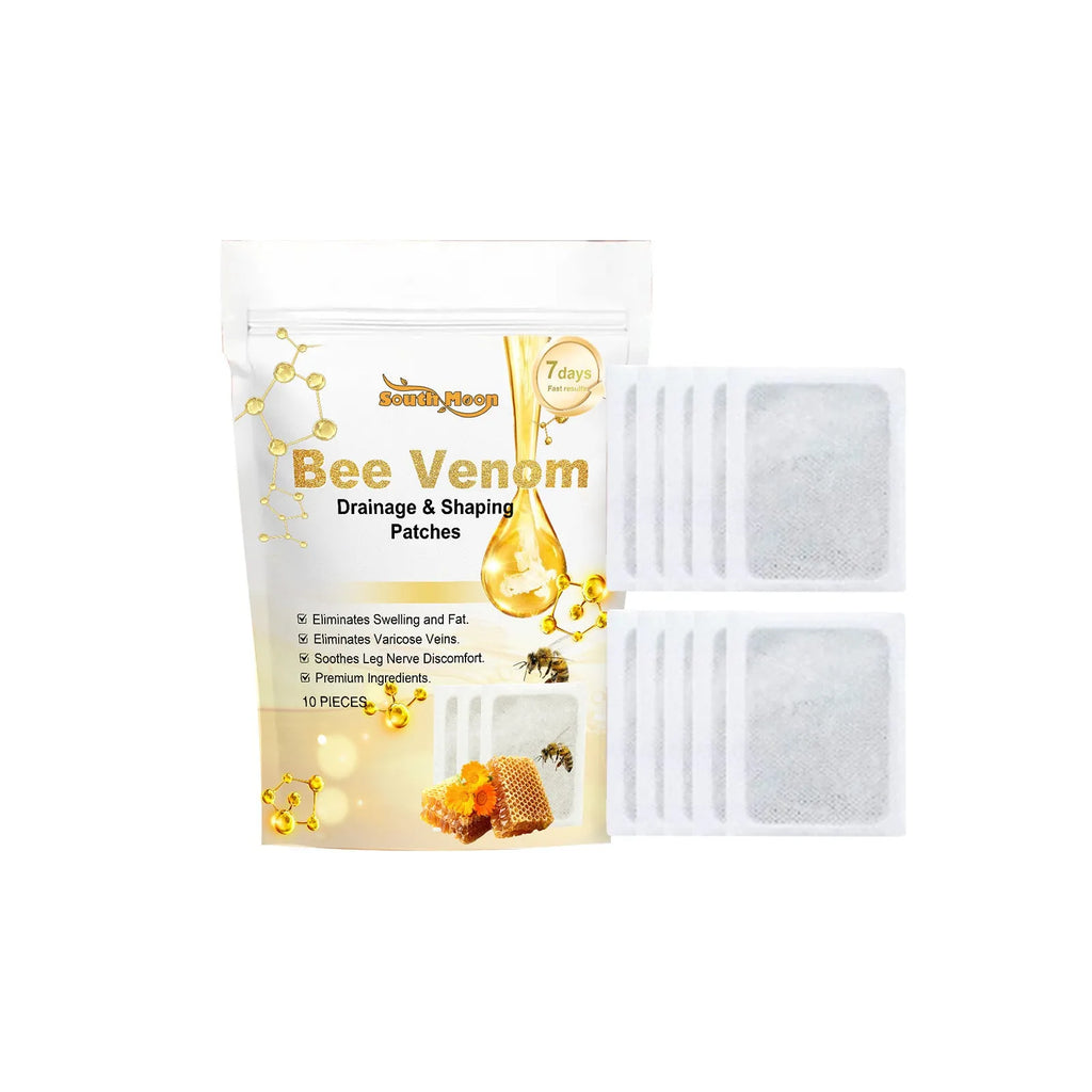 10-piece slimming care foot patch pack with bee venom and mugwort ingredients