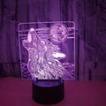 Remote control and touch sensitive LED desk lamp with colourful acrylic panel on a white square base