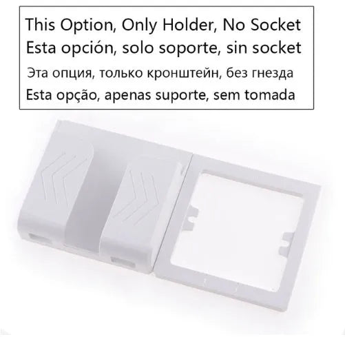 White dual USB wall charger adapter with 2A output, two-pronged outlet, LED indicator, 80mm x 80mm x 45mm panel.