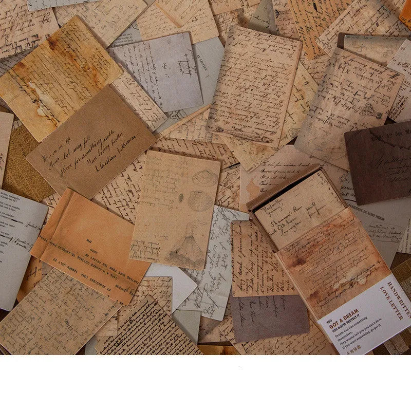100 retro double-sided mini notes cards in seven vintage colours including antique paper and blossoming flowers designs