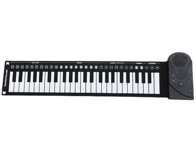Black 88-key roll-up digital piano with USB power and 16 sound functions