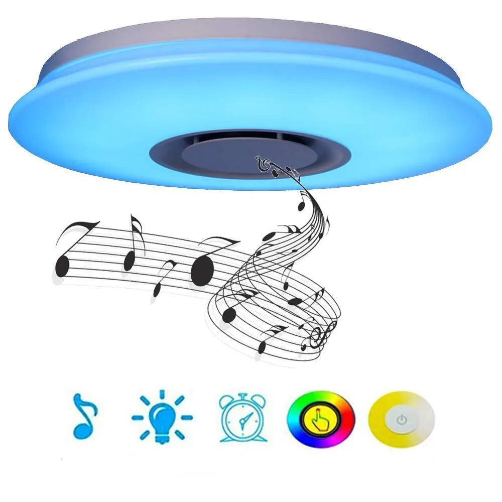 24W 40cm smart Bluetooth music LED ceiling lamp with white lampshade, controlled via mobile APP and voice