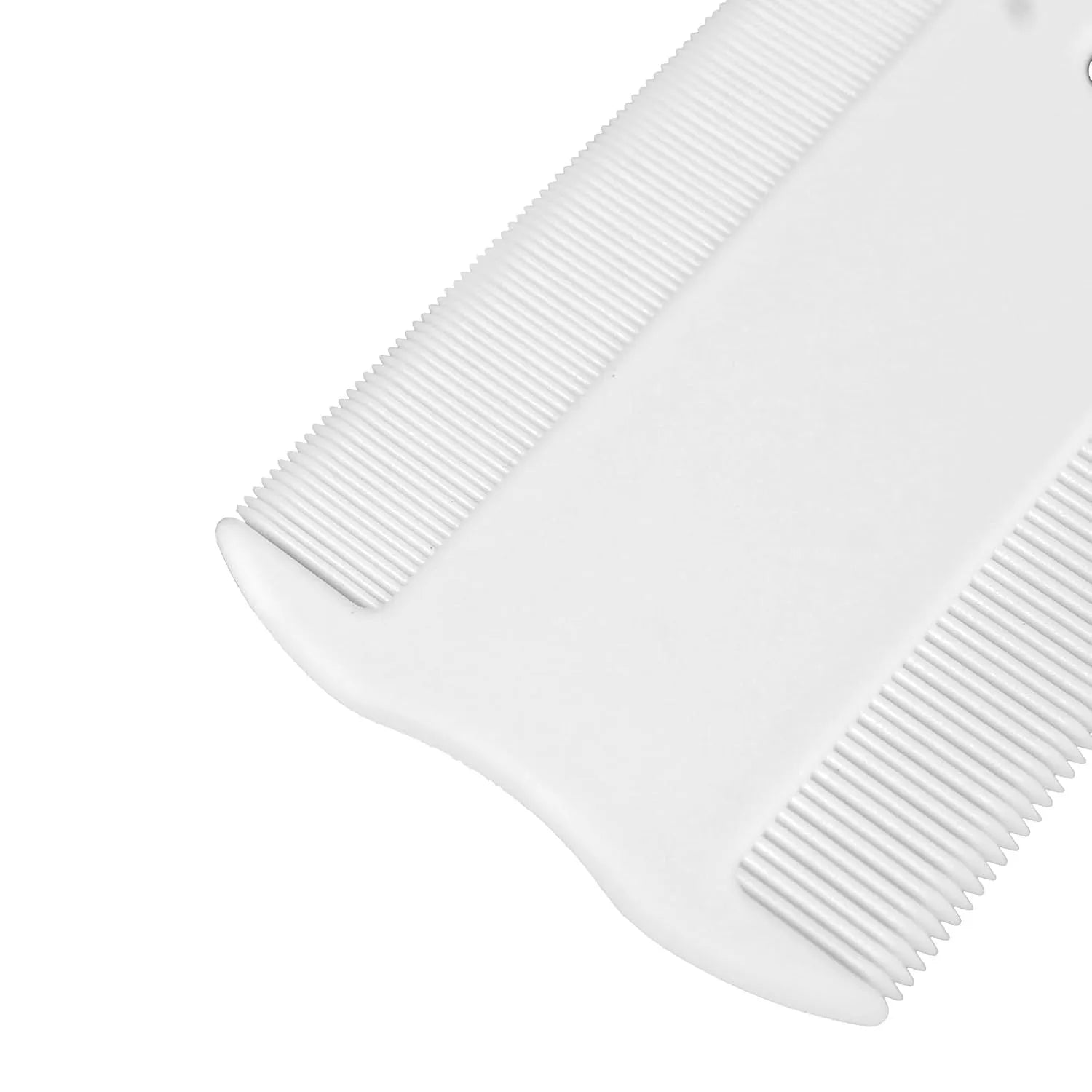 Double-sided plastic flea comb for pet facial grooming with dense teeth, measuring 0.85cm by 5cm.