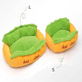 Hot dog shape pet kennel bed with PP cotton filling, short plush surface, removable washable cushion and non-slip bottom