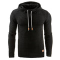 Men's cotton and polyester blend hoodie shown in available colours including black, navy blue, and red.
