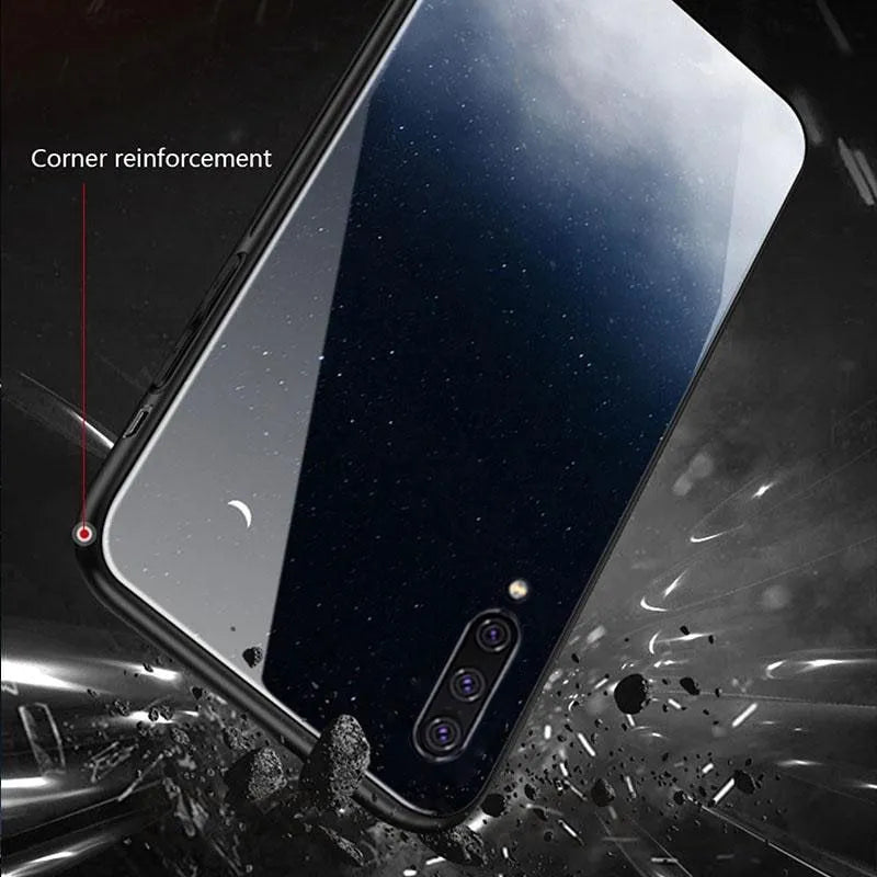 Black silicone phone case for Samsung Galaxy and iPhone smartphones showing port and camera openings