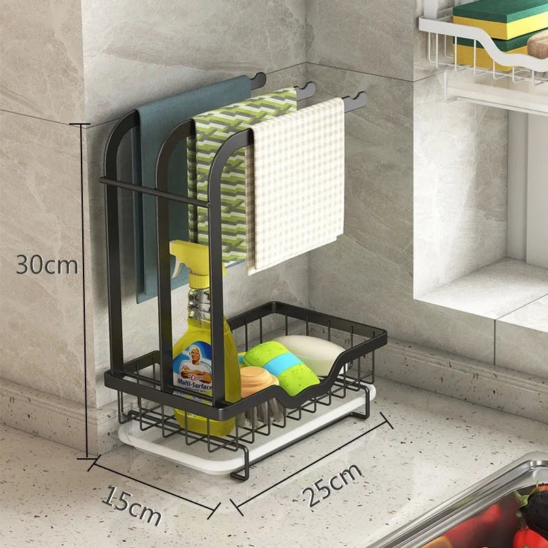 Foldable plastic kitchen draining rack in New Chinese style on a countertop