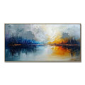 Hand-painted abstract landscape oil painting on canvas, horizontal modern wall art without inner frame, large size options