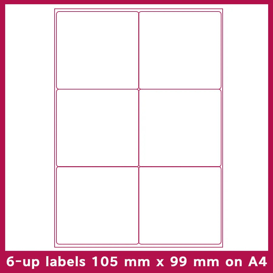 Pack of blank white A4 FBA label paper sheets showing different grid formats for barcodes.