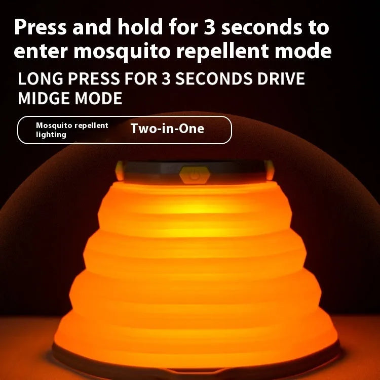 White large capacity camping lamp with a single-key switch shown on a dark background.