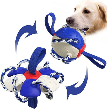 Interactive dog toy that transforms from a ball to a frisbee, engaging your pup's natural instincts and providing endless outdoor fun.