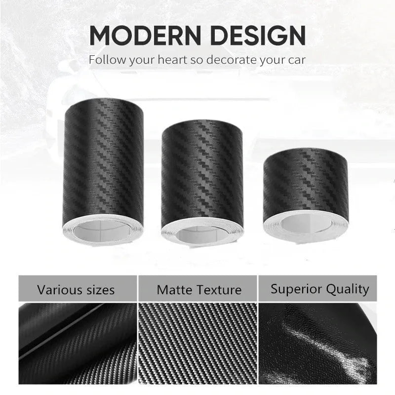 Matte 3D carbon fibre roll for car door sill protection in various width options