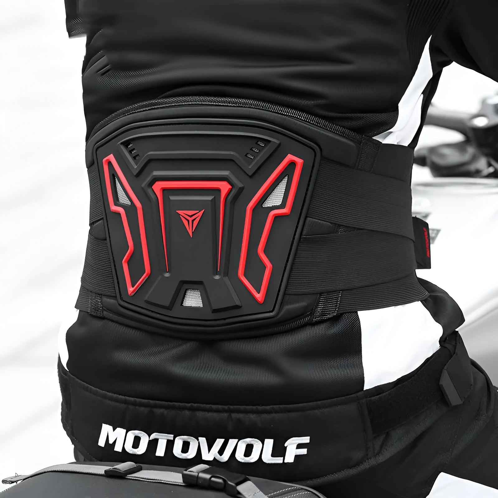 MDL1028 motorcycle riding waist support waistband in black or red colour with PVC and polyester construction