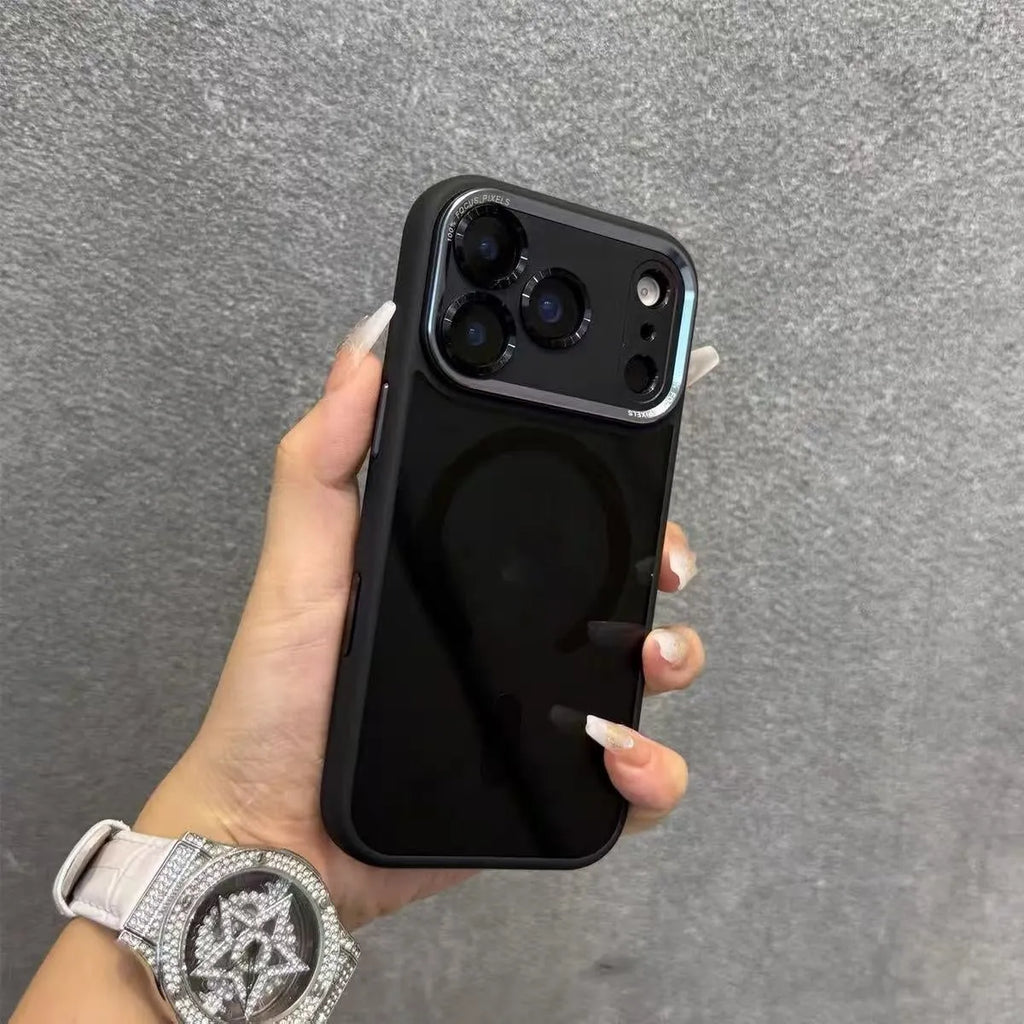 Plastic magnetic suction phone case in black warrior colour compatible with iPhone models