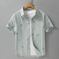 Men's pure cotton short sleeve shirt with letter print in loose cardigan style