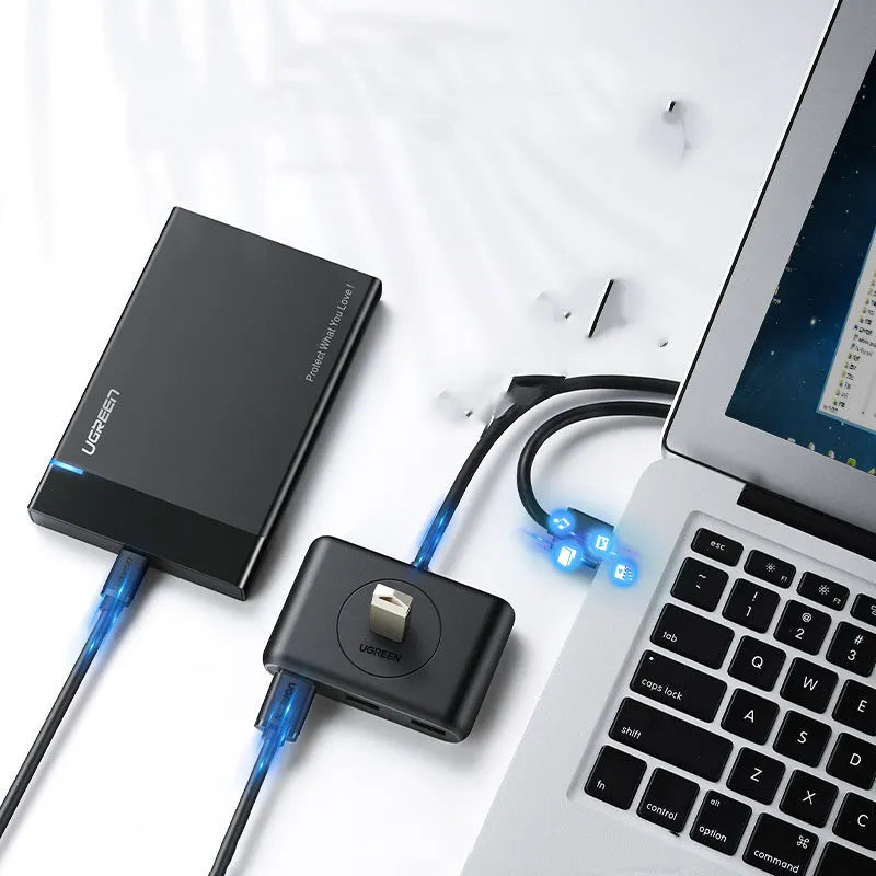 Black USB 3.0 extender adapter set with multi-port hub and choice of cable lengths