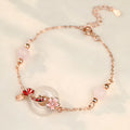 S925 sterling silver bracelet with white chalcedony crystal flower and koi charm