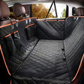 Oxford cloth car pet mat in orange edge double pocket design placed on rear seat