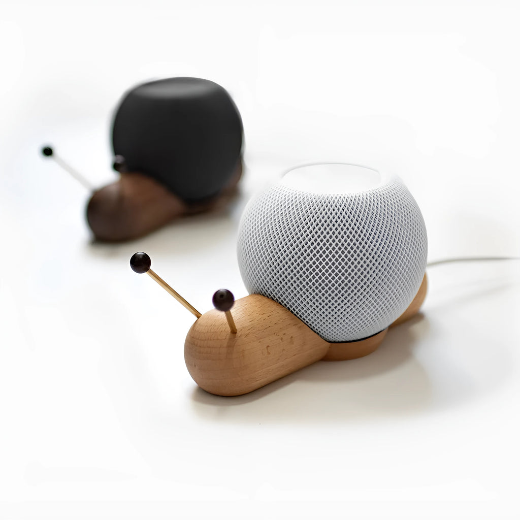 Khaki coloured non-slip desktop bracket for a smart Bluetooth speaker or HomePod.