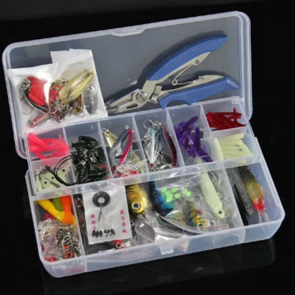 132 piece multifunctional fishing lure set with high carbon steel hooks in storage container