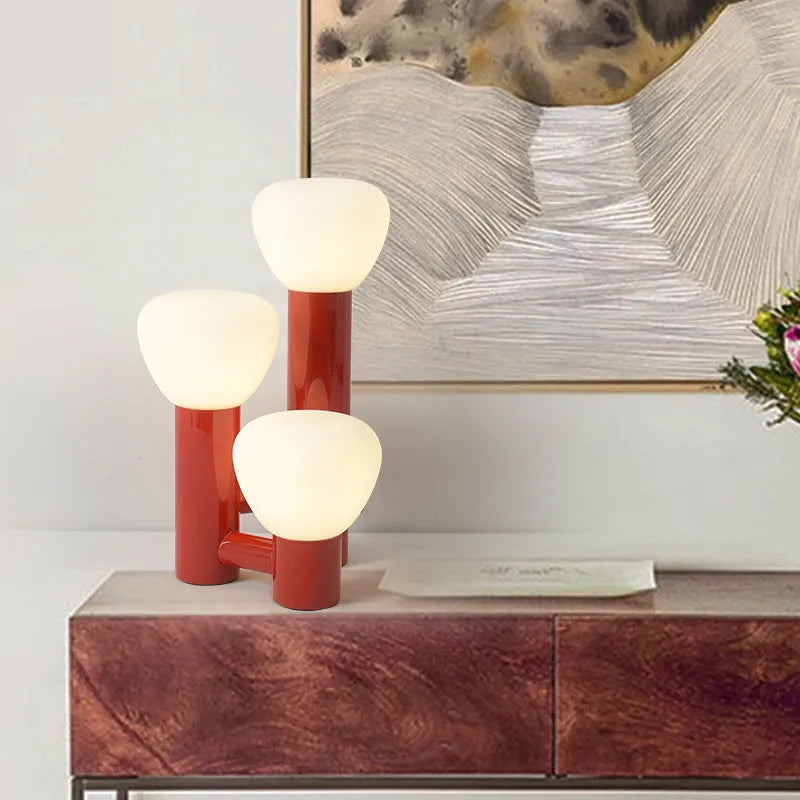 Creative mushroom table lamp in black with wrought iron frame and glass shade, three-colour dimming, 12W, Ra≥95 colour rendering