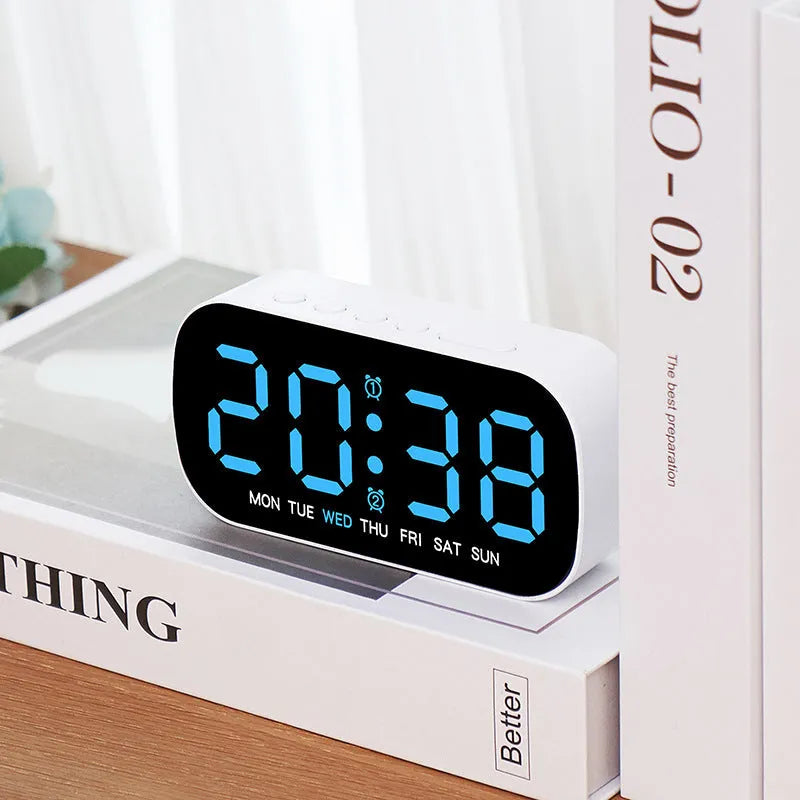 Electronic clock simple multi-purpose alarm clock LED digital plastic shell 10mm white colour