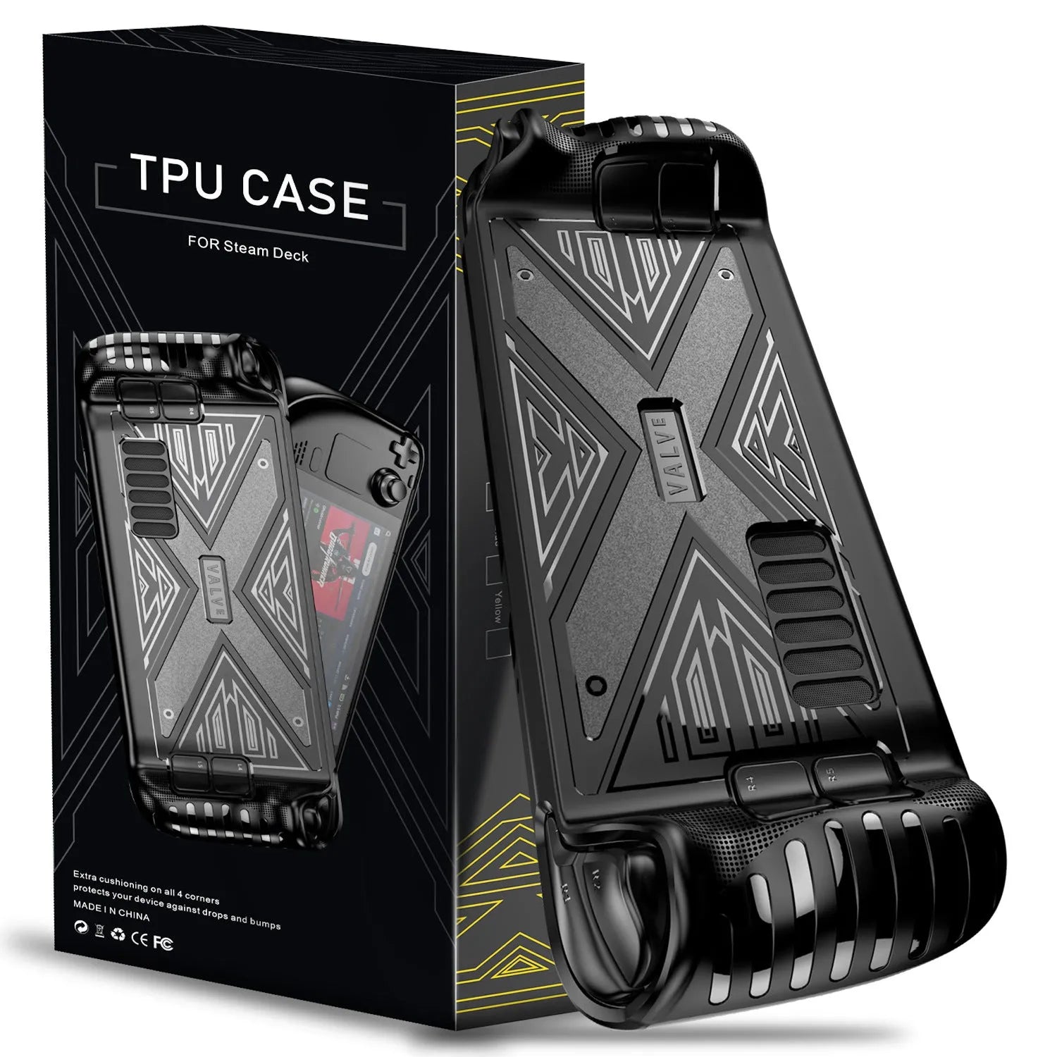 Steam Deck TPU silicone protective cover in black, blue and red colour options