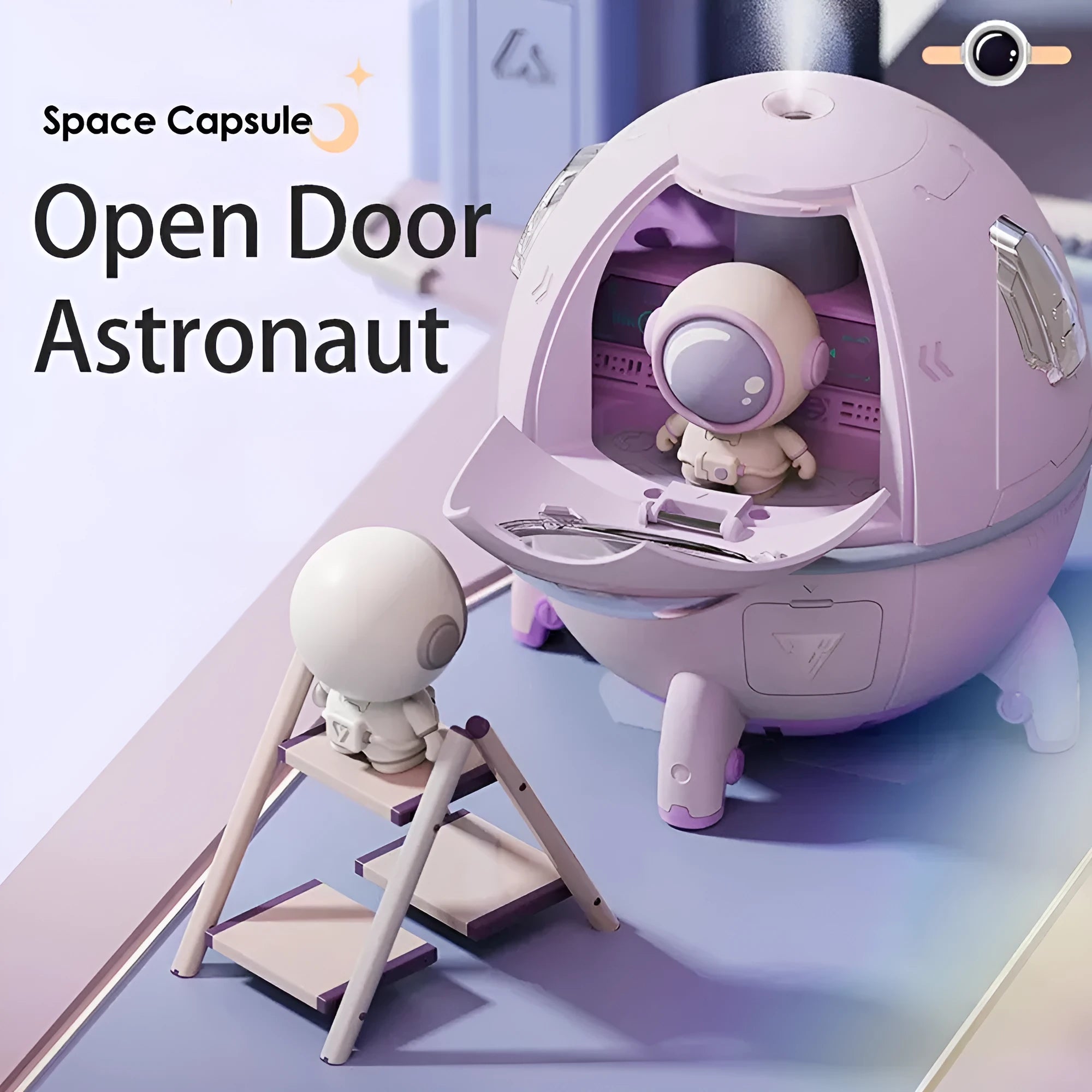 Portable USB astronaut-themed humidifier with colourful LED lights and 220ml water tank