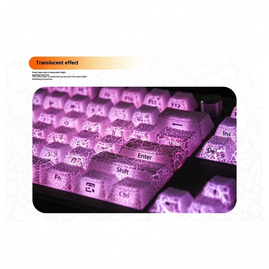 White transparent mechanical keyboard keycap set with double stitching for 123-key Qingying standard keyboards