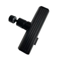 Brushed nickel kitchen faucet connector with pull-down sprayer, showing waterfall water flow mode.