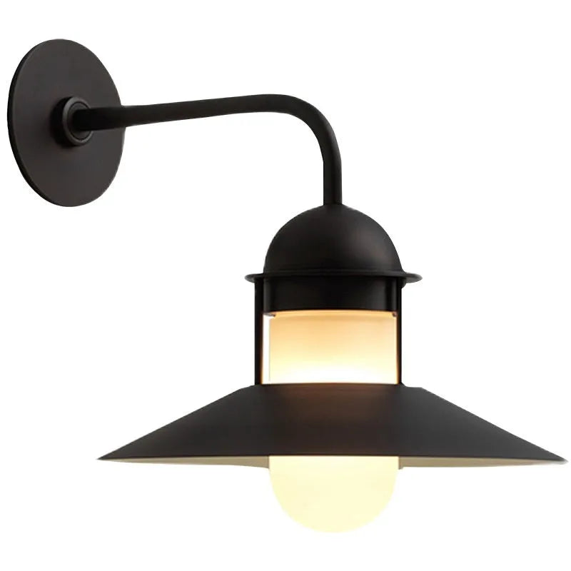 Minimalist retro outdoor waterproof wall lamp in black, 318mm wide, 85-265V single wall light