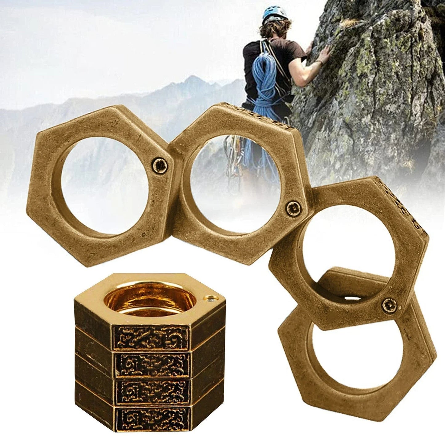 Multipurpose Emergency Hex Ring with Window Breaker - Durable Alloy Tool for Outdoor Adventures and Emergency Situations