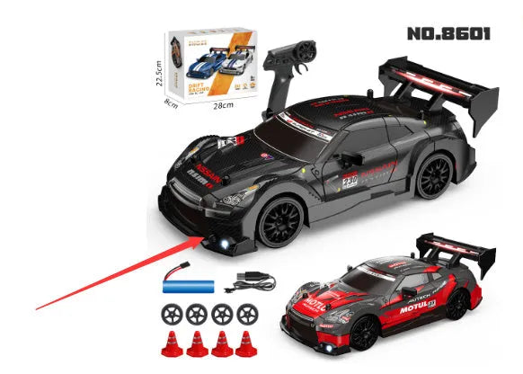 RC drift remote control car in GTR red/black colour on a smooth surface