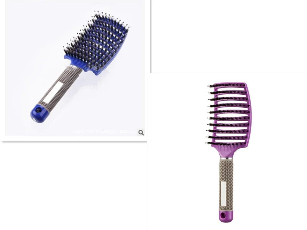 Detangling hairbrush with bristle and nylon teeth for effortless hair management and scalp massage