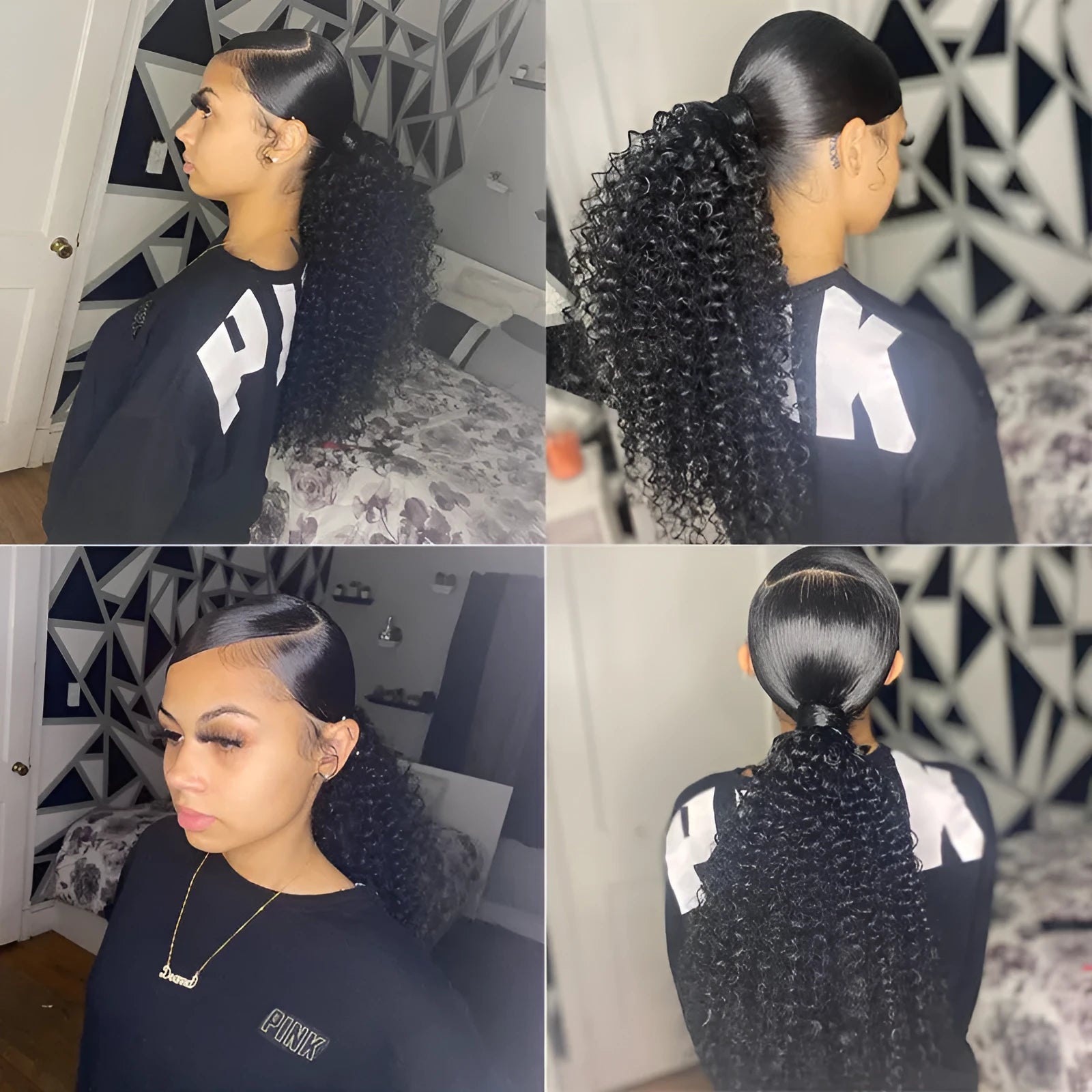 Real Human Hair Velcro Ponytail Kinky Curly Natural Colour Ladies Tresses Extension 8-28 Inch Medium Long Hair Machine Weft Detachable Ponytail Piece