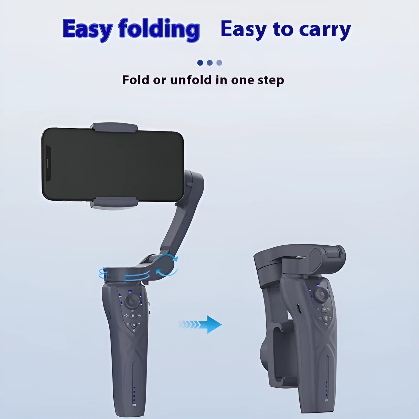 Three-axis anti-shake bracket for mobile phones with intelligent tracking, ABS material, supports phones up to 280g and 9cm wide